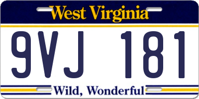 WV license plate 9VJ181
