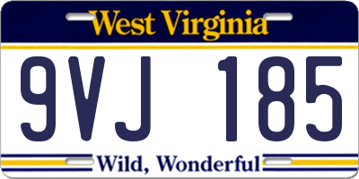 WV license plate 9VJ185
