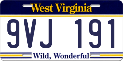 WV license plate 9VJ191