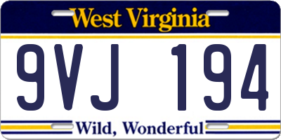 WV license plate 9VJ194