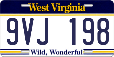 WV license plate 9VJ198