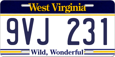 WV license plate 9VJ231