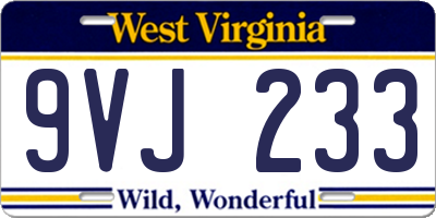 WV license plate 9VJ233