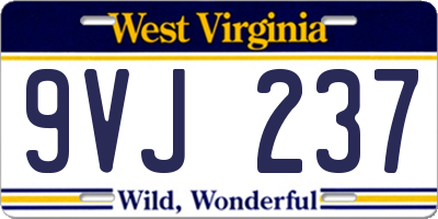 WV license plate 9VJ237