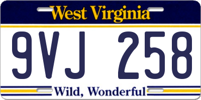 WV license plate 9VJ258