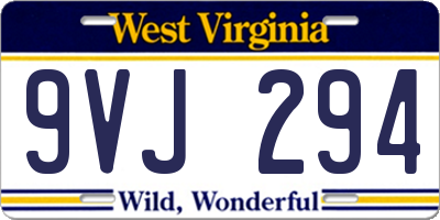 WV license plate 9VJ294