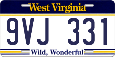 WV license plate 9VJ331