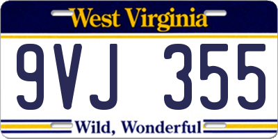 WV license plate 9VJ355