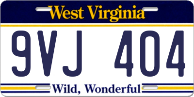 WV license plate 9VJ404