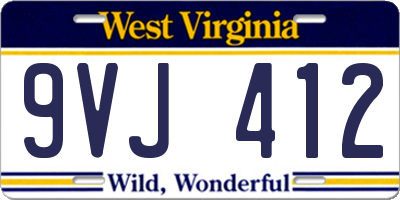 WV license plate 9VJ412