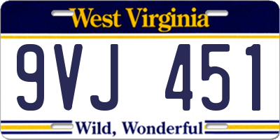 WV license plate 9VJ451