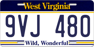 WV license plate 9VJ480