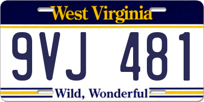 WV license plate 9VJ481