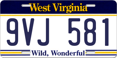 WV license plate 9VJ581