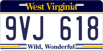 WV license plate 9VJ618