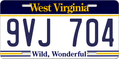 WV license plate 9VJ704