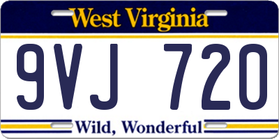 WV license plate 9VJ720