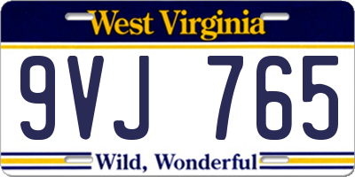 WV license plate 9VJ765