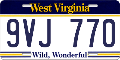 WV license plate 9VJ770