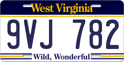 WV license plate 9VJ782