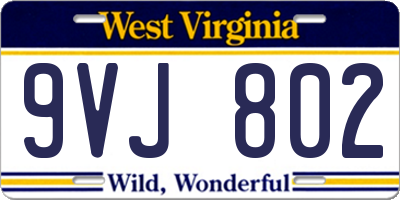 WV license plate 9VJ802