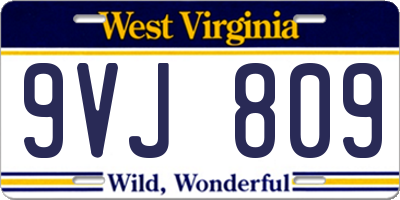 WV license plate 9VJ809
