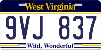 WV license plate 9VJ837