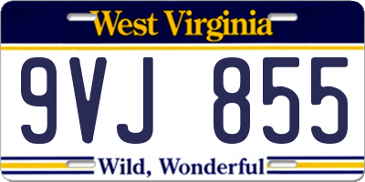 WV license plate 9VJ855