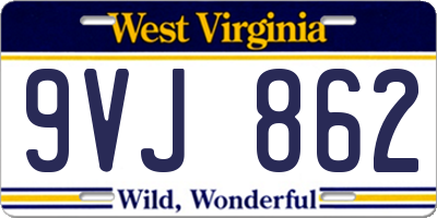 WV license plate 9VJ862