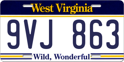 WV license plate 9VJ863