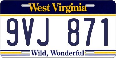 WV license plate 9VJ871
