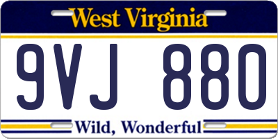 WV license plate 9VJ880