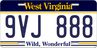 WV license plate 9VJ888