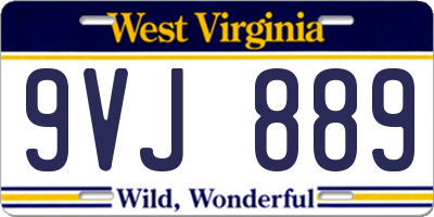 WV license plate 9VJ889