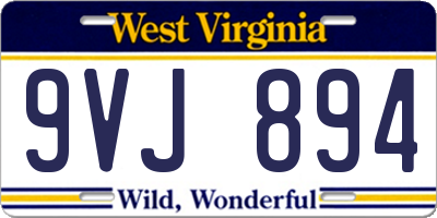 WV license plate 9VJ894