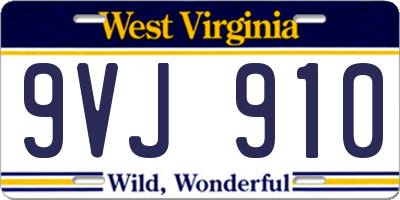 WV license plate 9VJ910