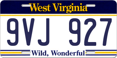 WV license plate 9VJ927