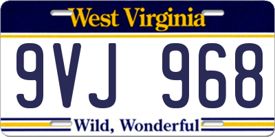 WV license plate 9VJ968