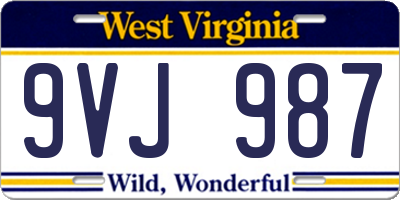 WV license plate 9VJ987