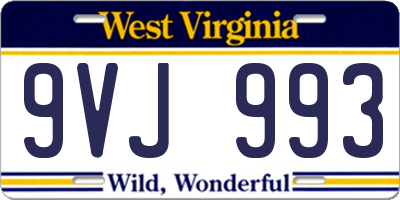 WV license plate 9VJ993