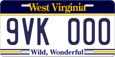 WV license plate 9VK000