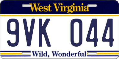 WV license plate 9VK044