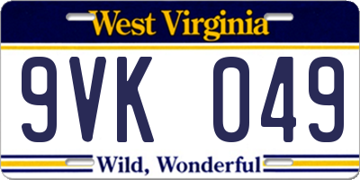 WV license plate 9VK049