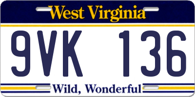 WV license plate 9VK136