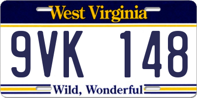 WV license plate 9VK148