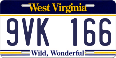 WV license plate 9VK166