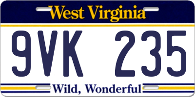 WV license plate 9VK235