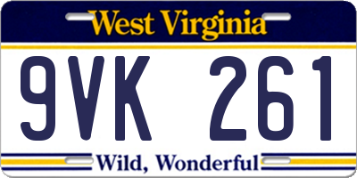 WV license plate 9VK261