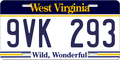 WV license plate 9VK293
