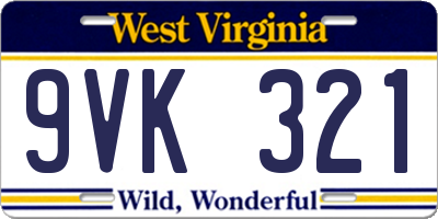 WV license plate 9VK321